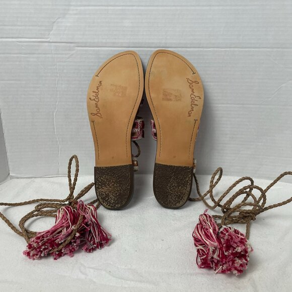 Sam Edelman Gretchen Boho Gladiator Tassel and Pompom Ankle Wrap Sandals - Picture 8 of 13